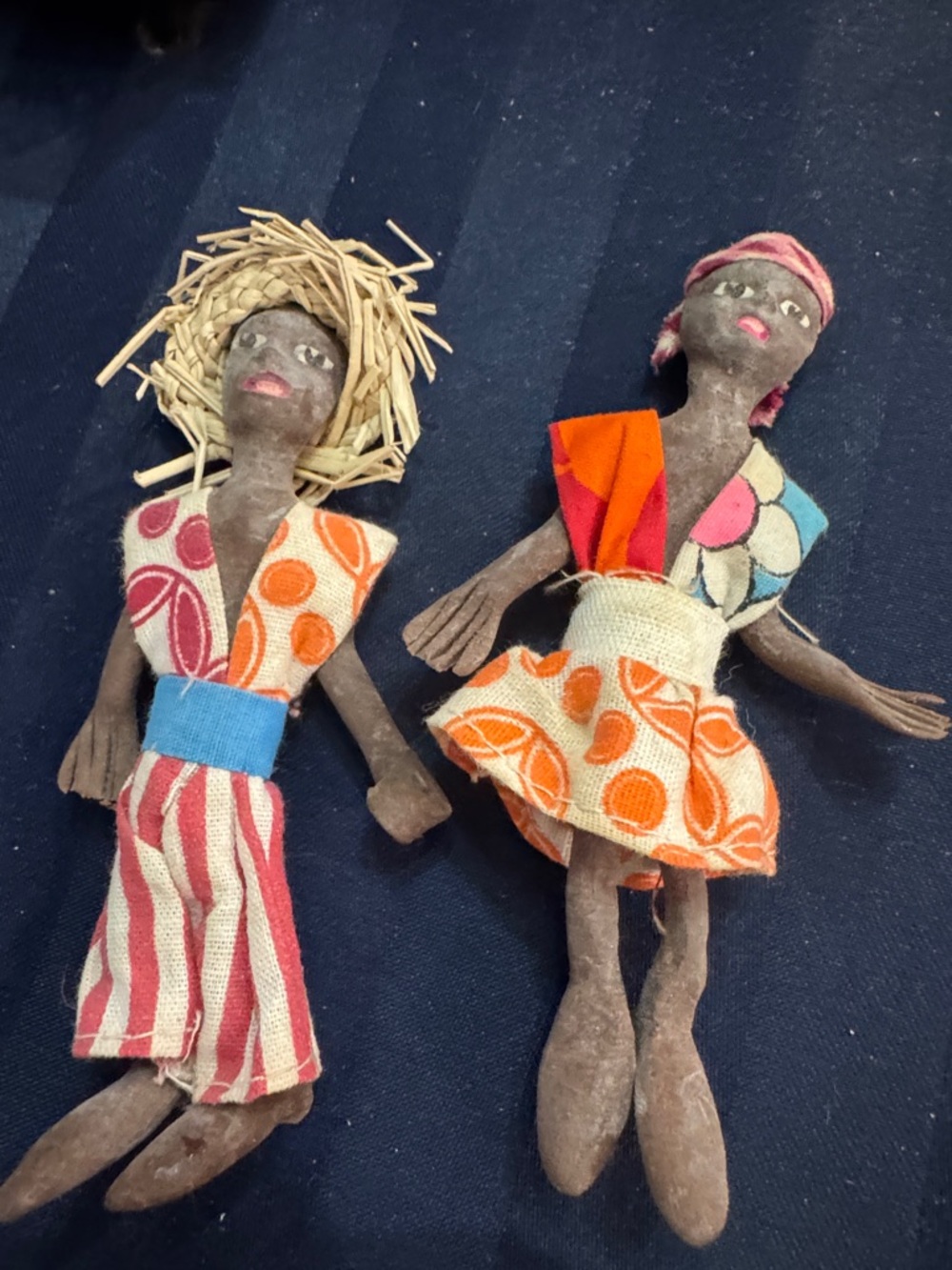 Jamaican, Handmade Vintage Cloth Folk Dolls in Colorful Prints